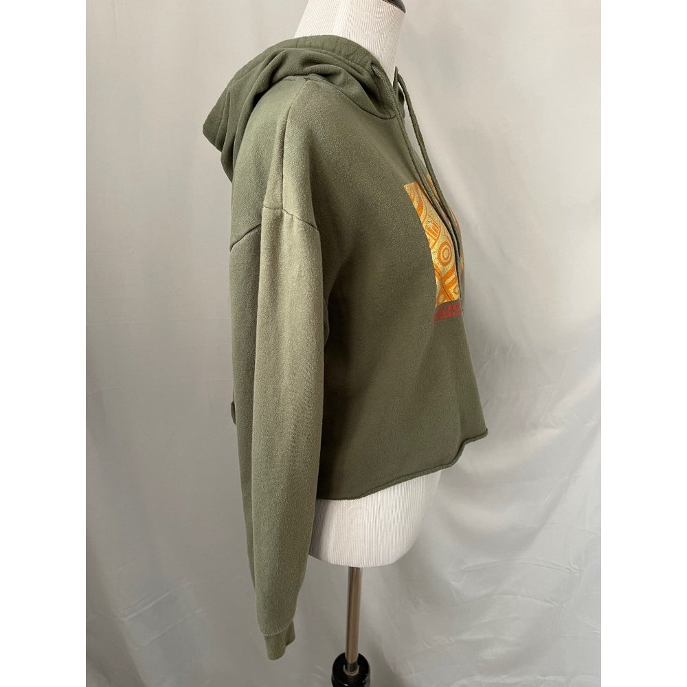 MTV Olive Green Mtv Music Television Long Sleeve Crop Hoodie - Picture 4 of 11